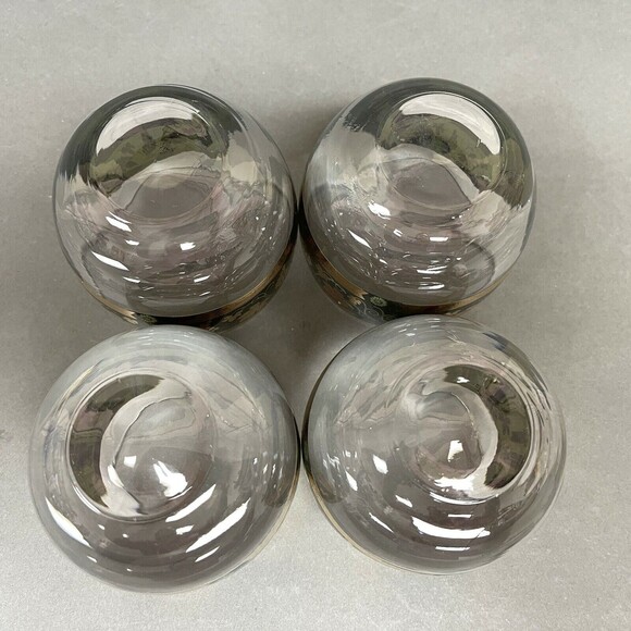 Cera Roly Poly Glass Glasses Clear Green Gold Multicolor Grapes Lot of 4 - Picture 6 of 6